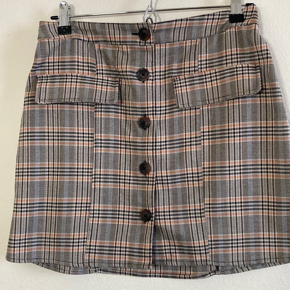 Small button up plaid mini skirt